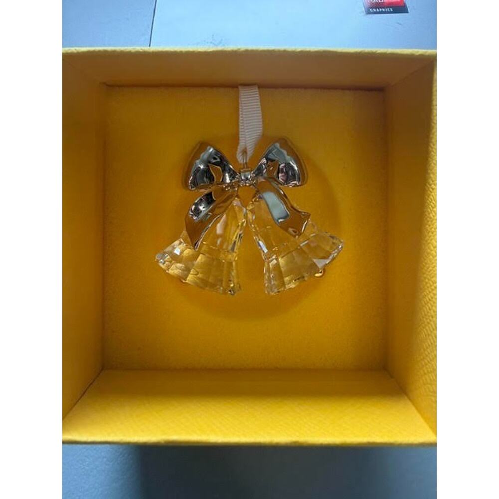 Swarovski Holiday Magic Bells Crystal Ornament 5686321 Gold Bow Christmas NIB - Picture 3 of 7